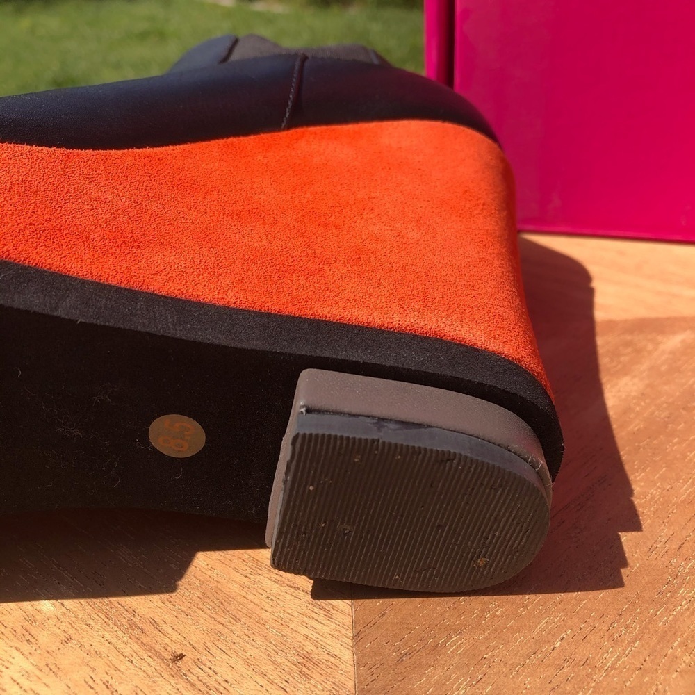 Chunky platform booths. Orange suede and black leather upper by Dolce Vita - Picture 8 of 9